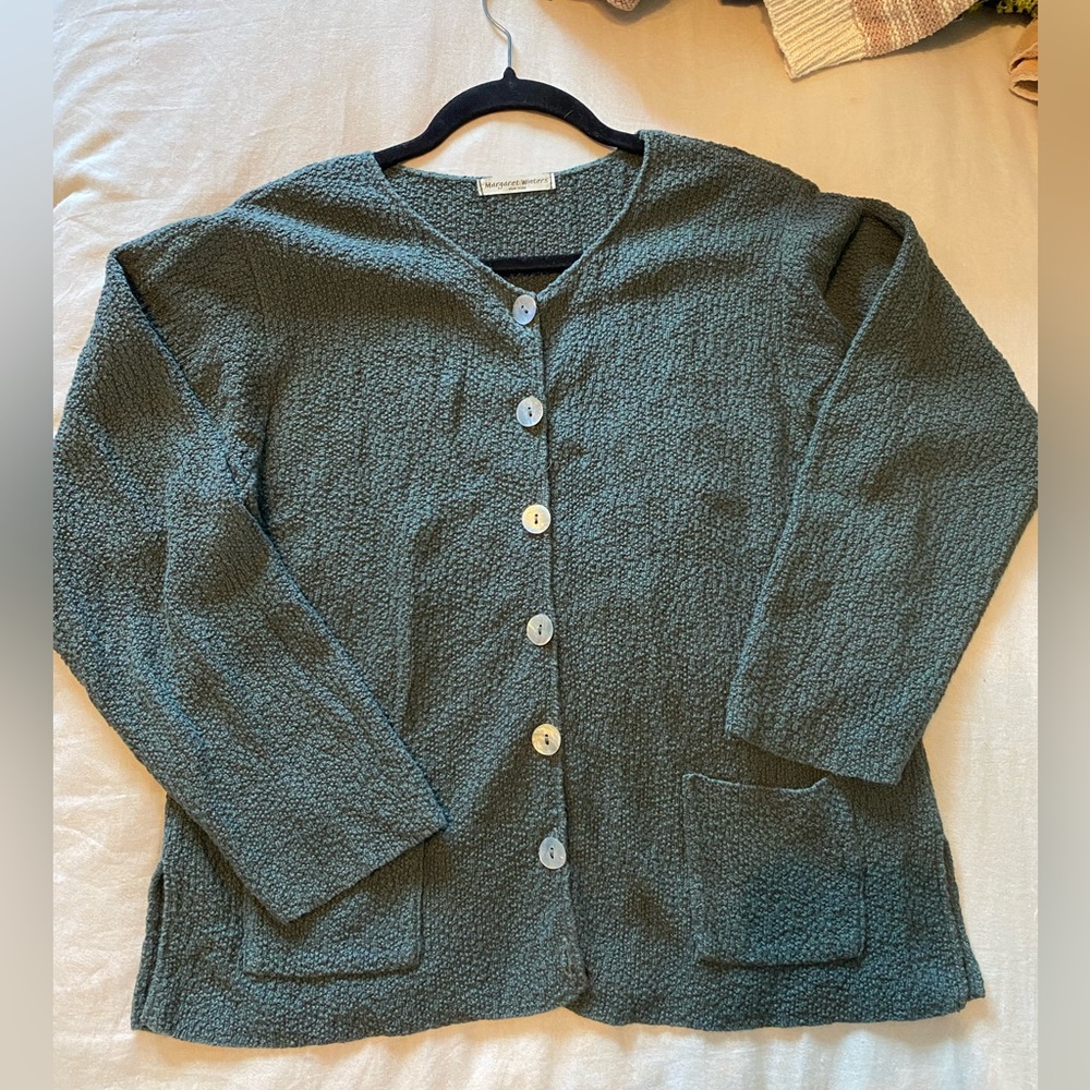 Margaret Winters Dark Sage Green Cardigan Size Medium